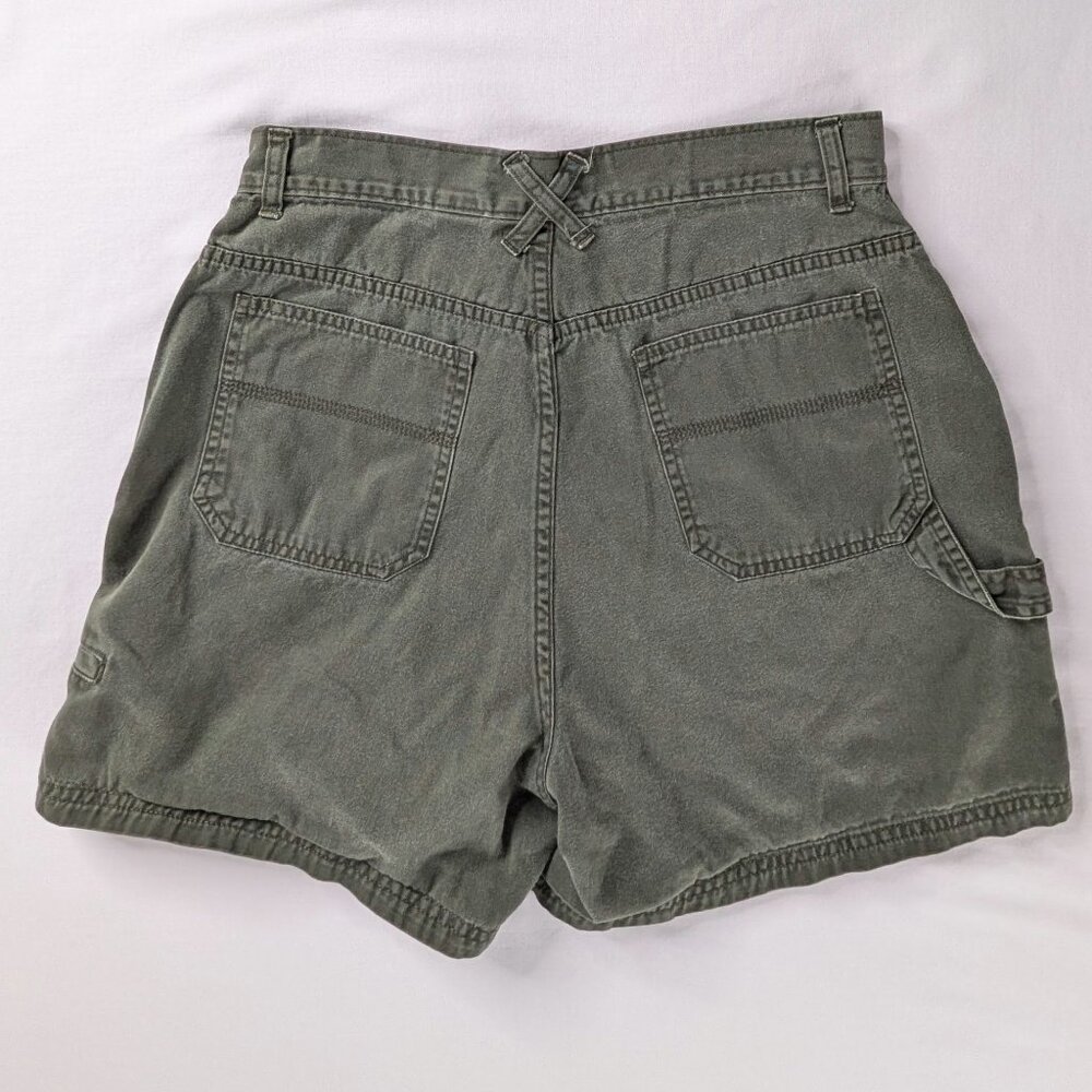 VTG Olive Green Carpenter Loop Utility High Rise Jean Shorts